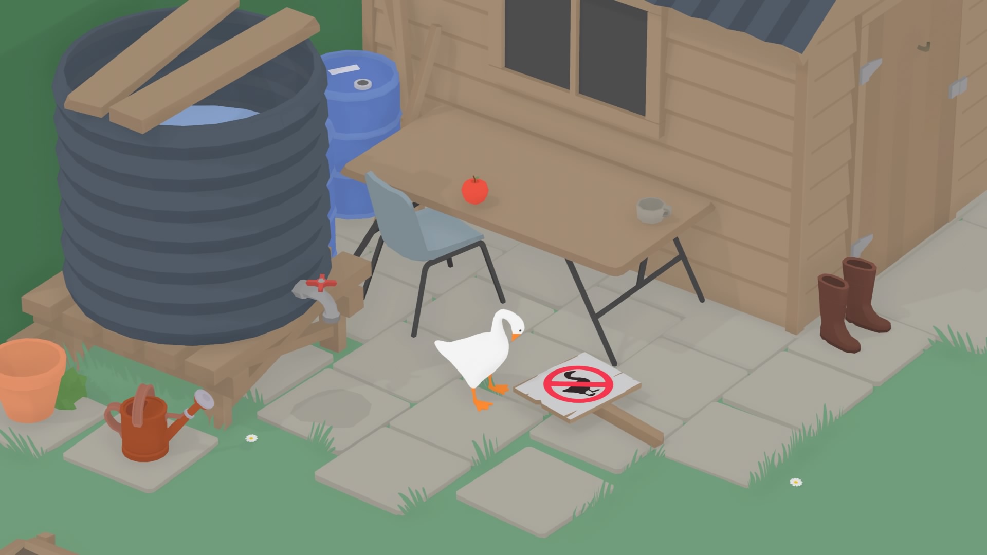 Untitled Goose Game  How to make the groundskeeper wear his sun hat -  GameRevolution